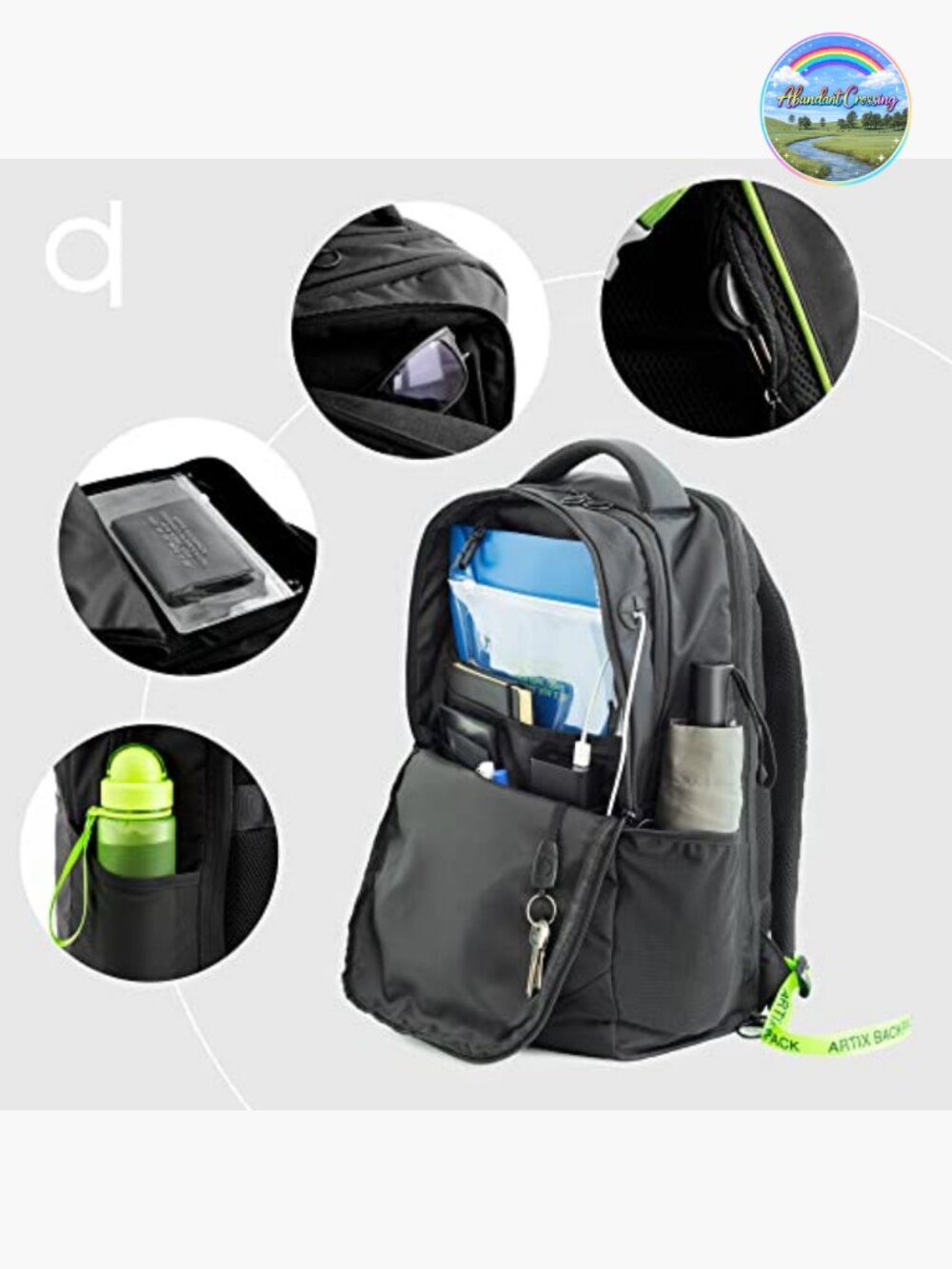 Waterproof 17.3" Laptop Backpack, Travel Rucksack, Durable, Lightweight, USB - Picture 3 of 6